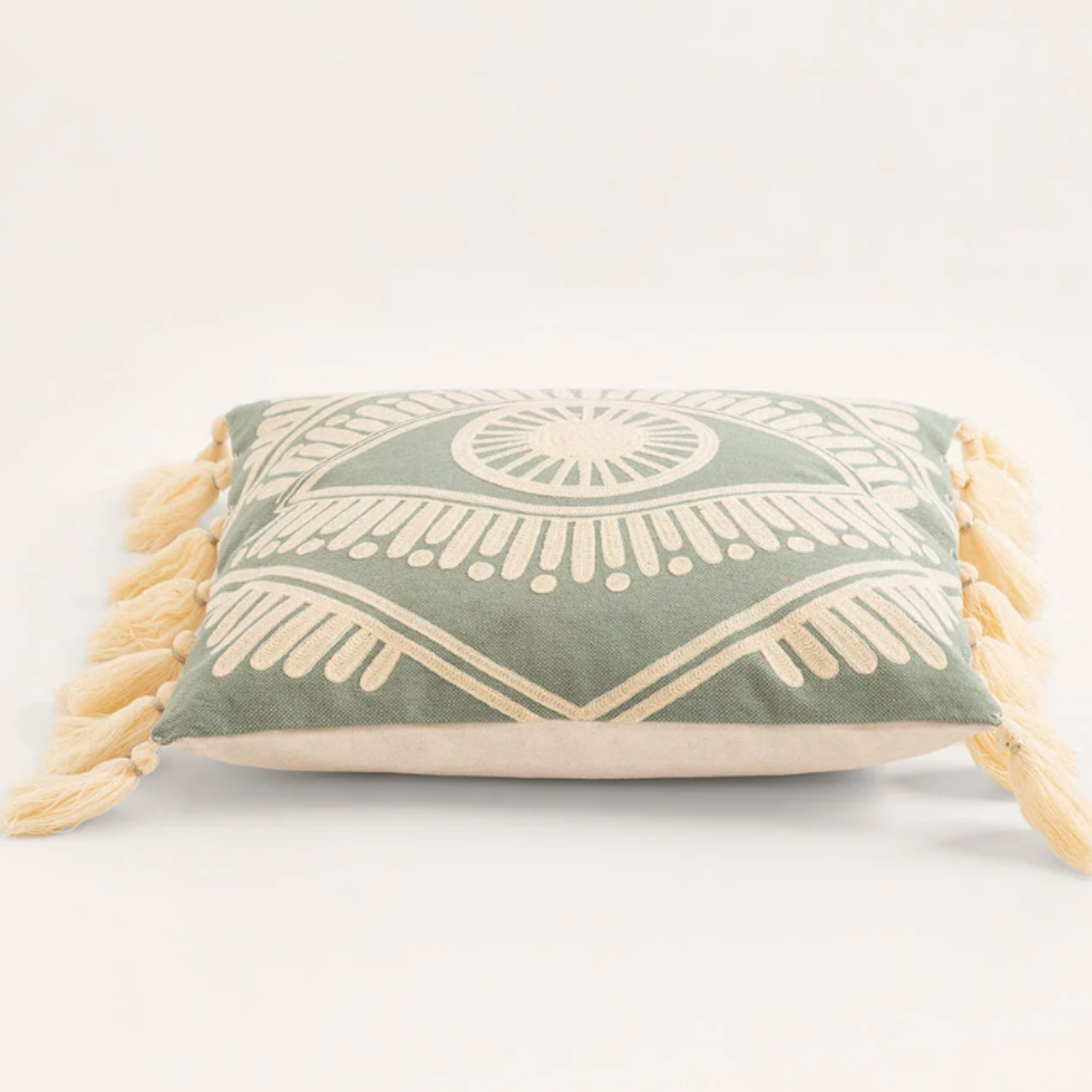 Coussin carré en coton Osvid Elegance vert olive