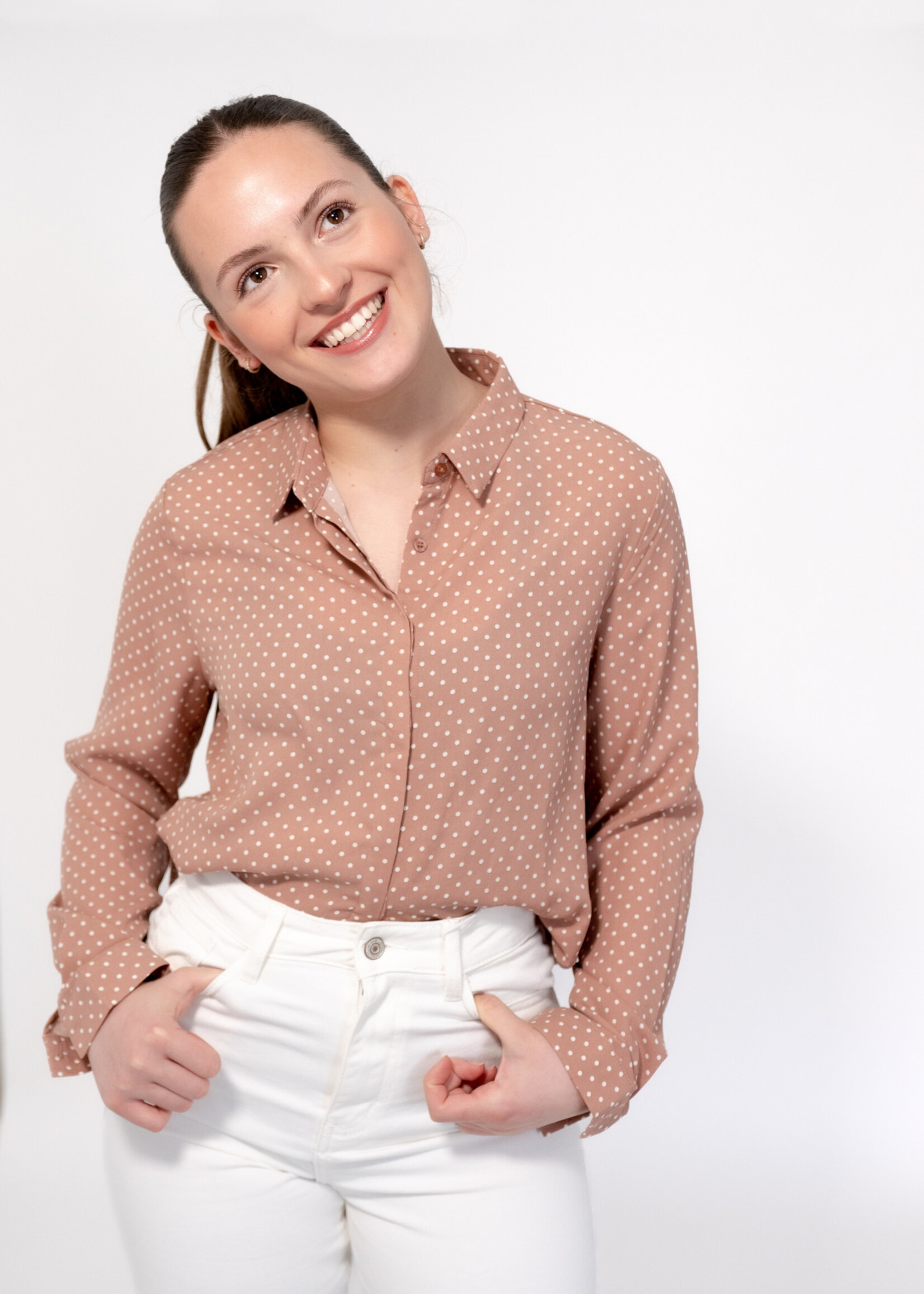 Chemise Arsène - à petits pois - rose