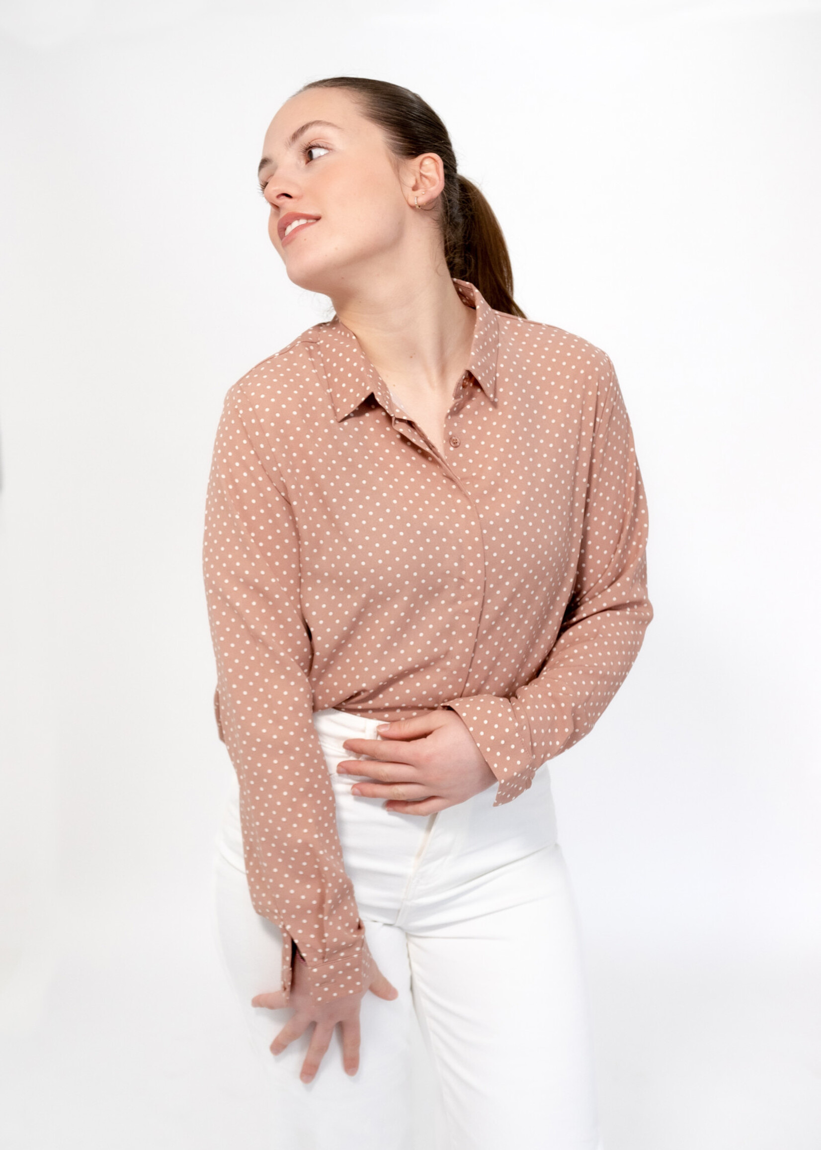 Chemise Arsène - à petits pois - rose