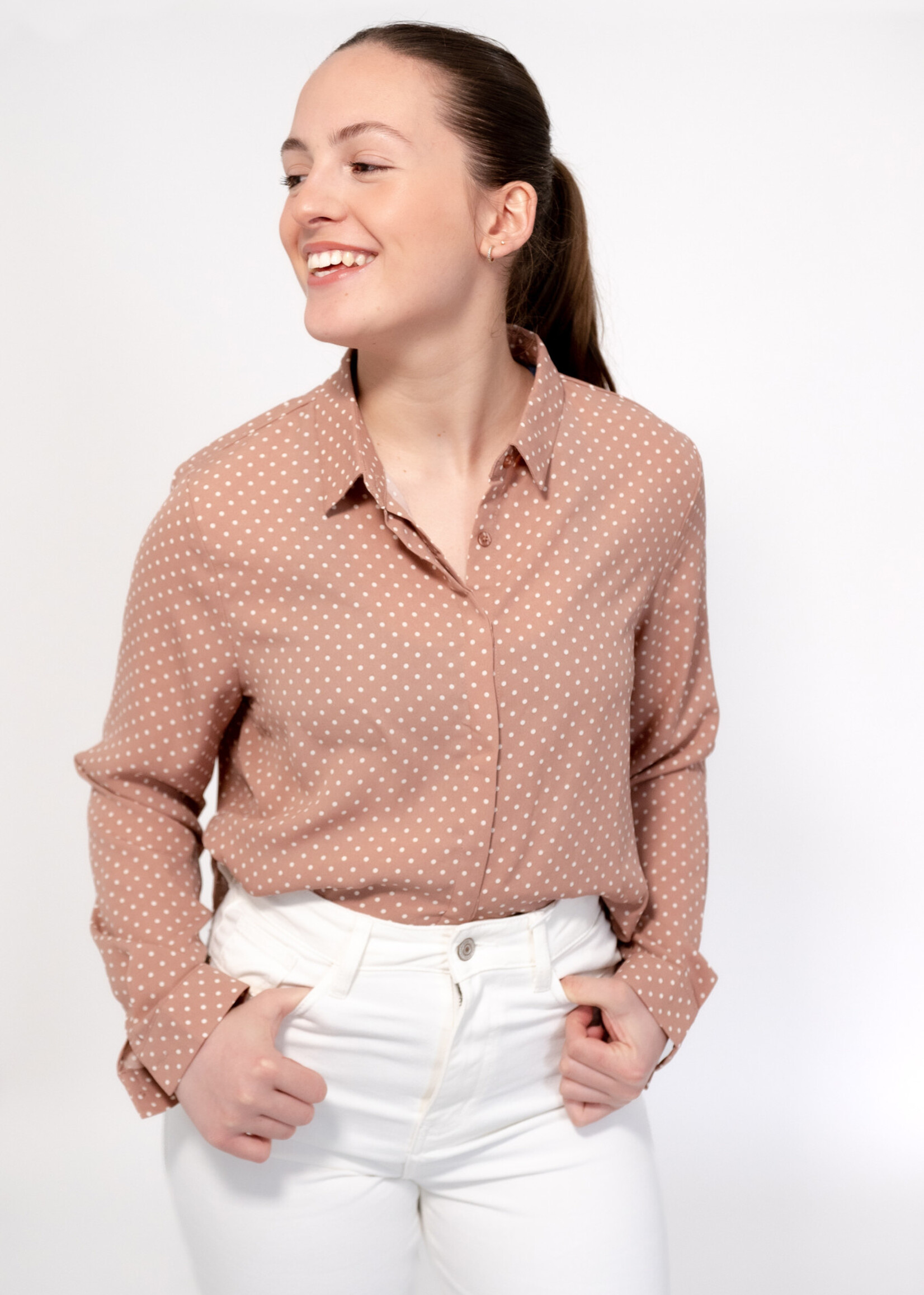 Chemise Arsène - à petits pois - rose