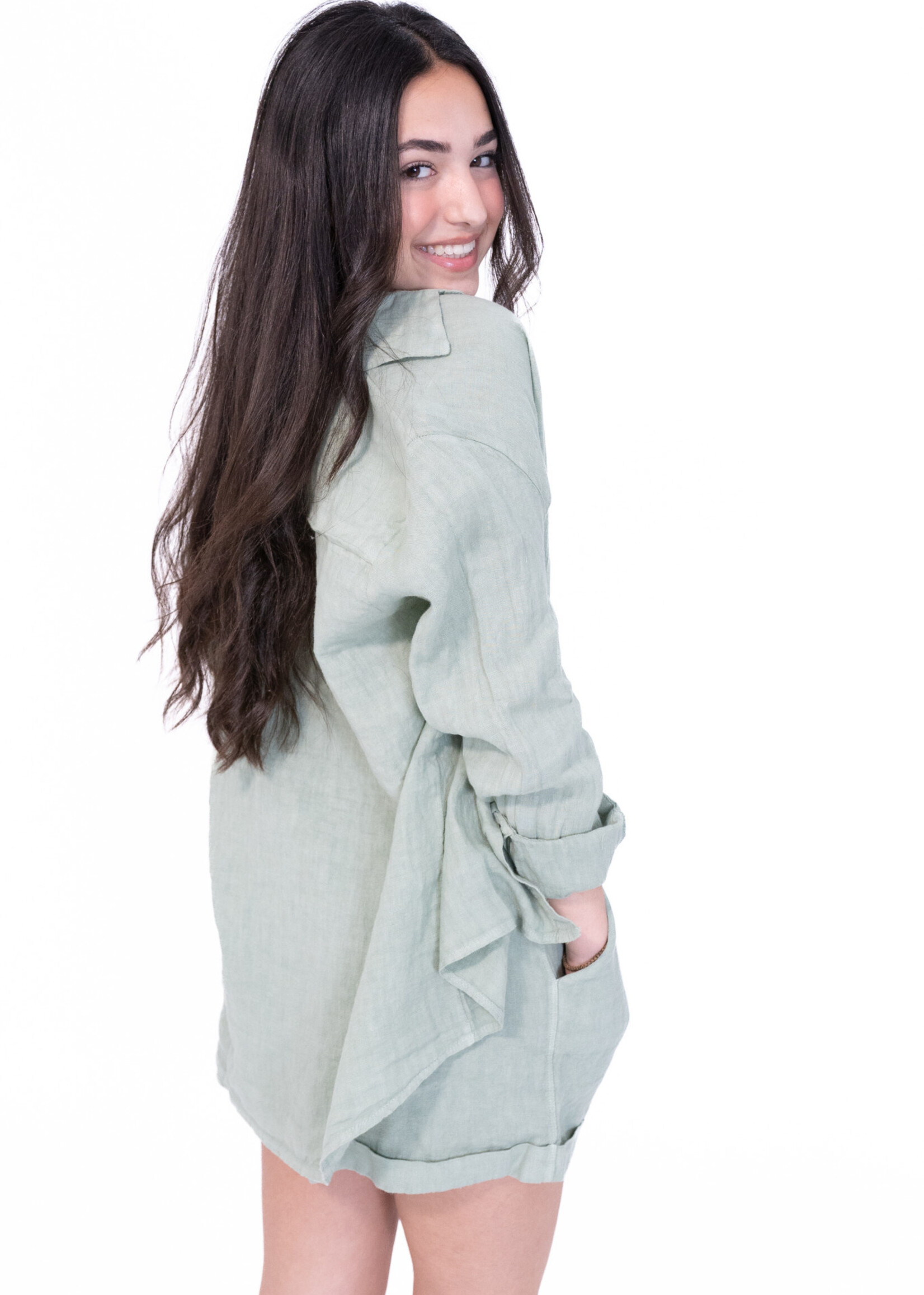 Short en lin Camilia - vert