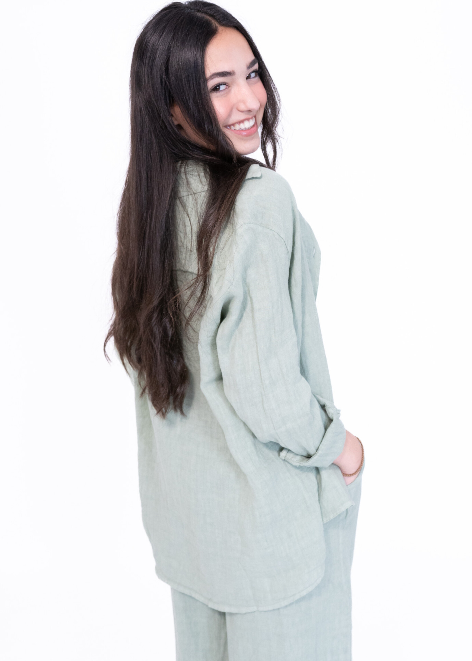 Pantalon en lin Camilia - vert
