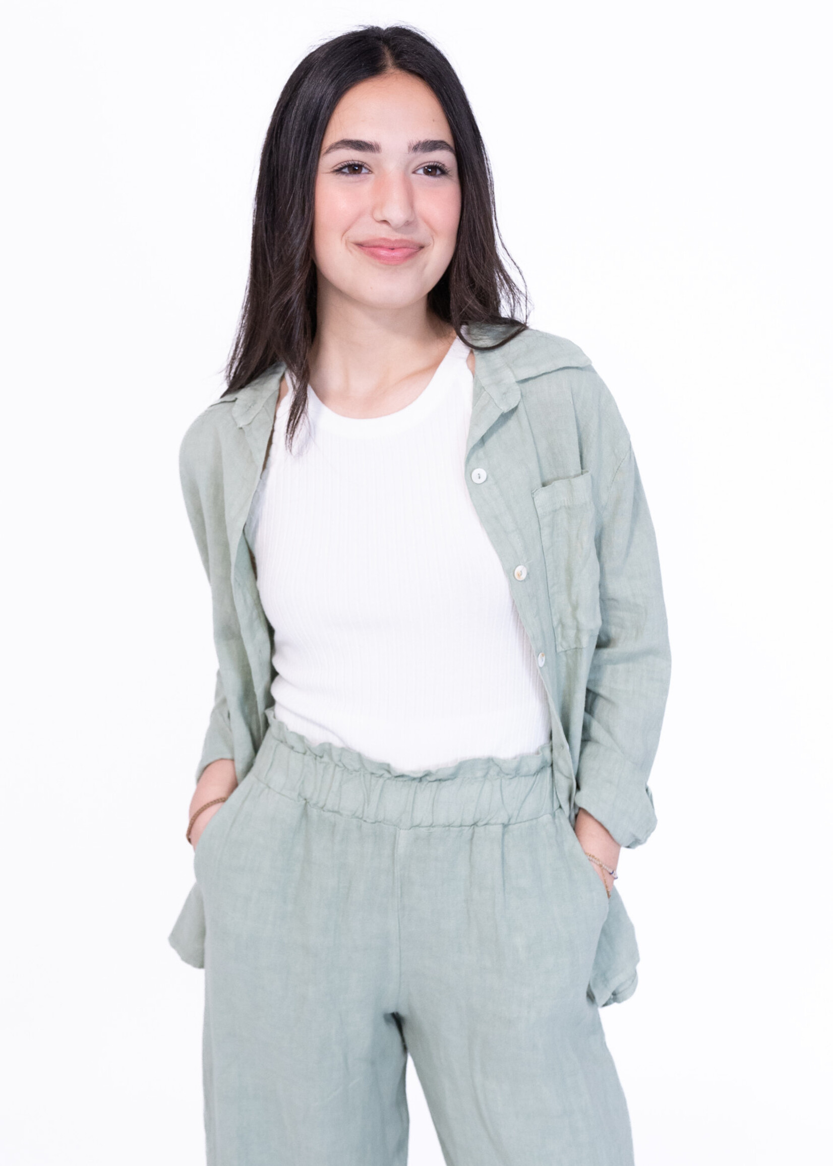 Pantalon en lin Camilia - vert