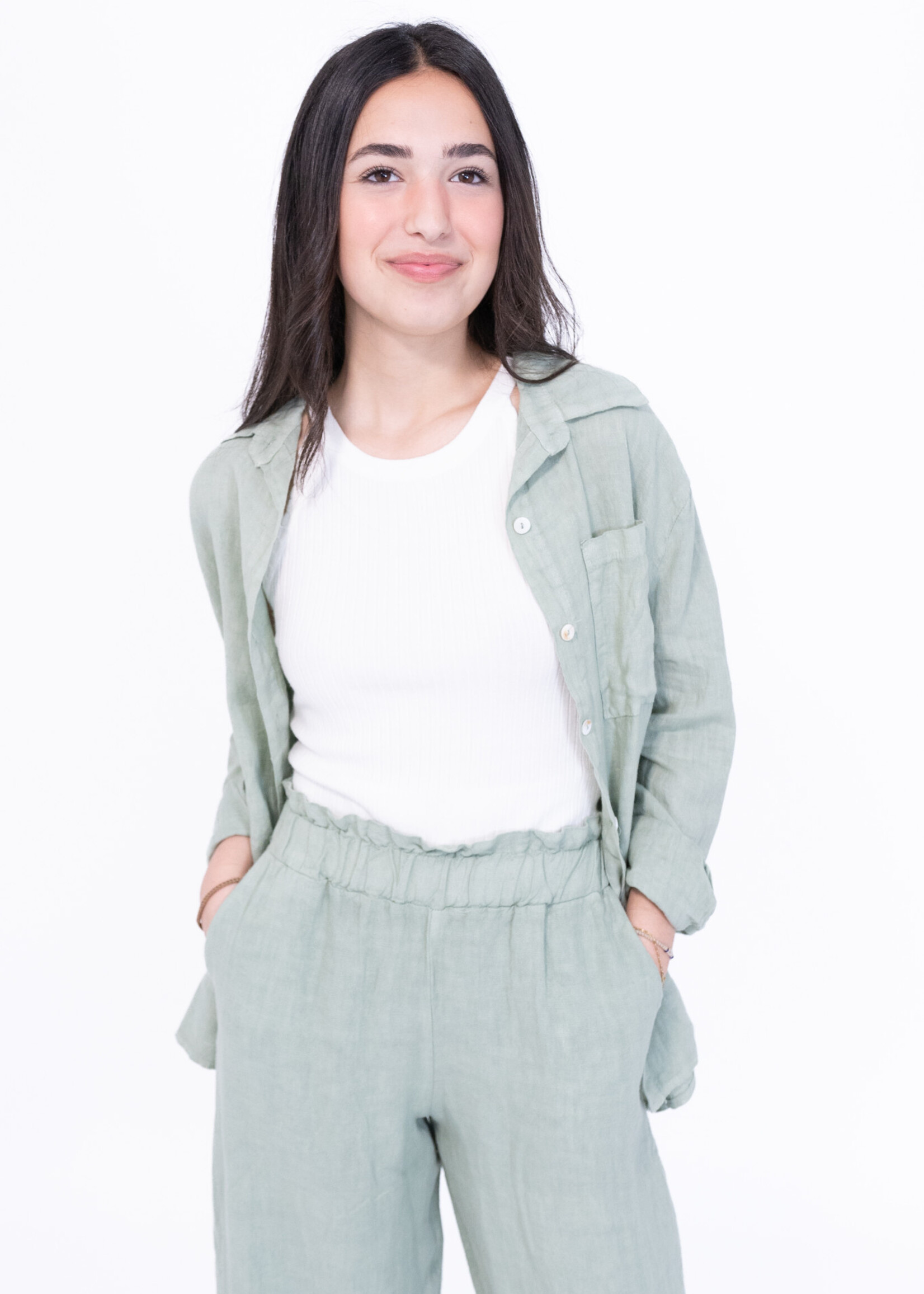 Pantalon en lin Camilia - vert