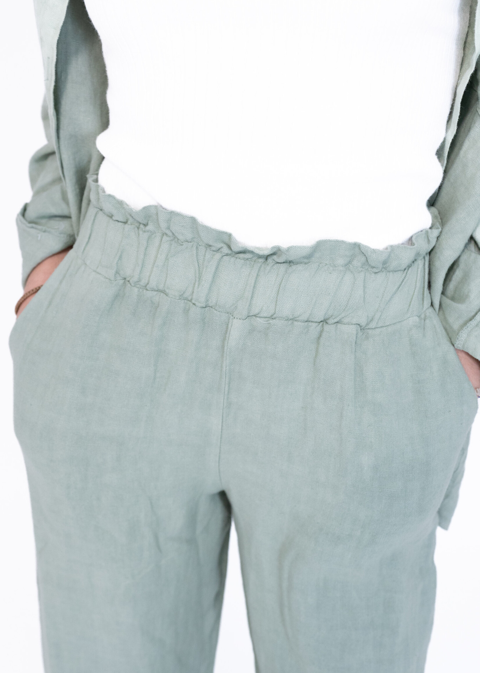 Pantalon en lin Camilia - vert
