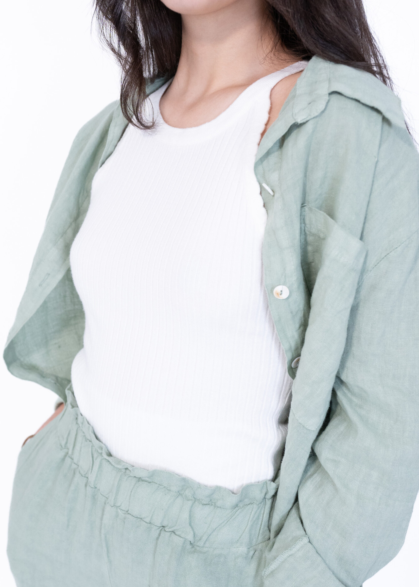 Pantalon en lin Camilia - vert
