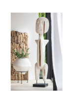 statue- personnage Primitif Bois Albasia Blanc