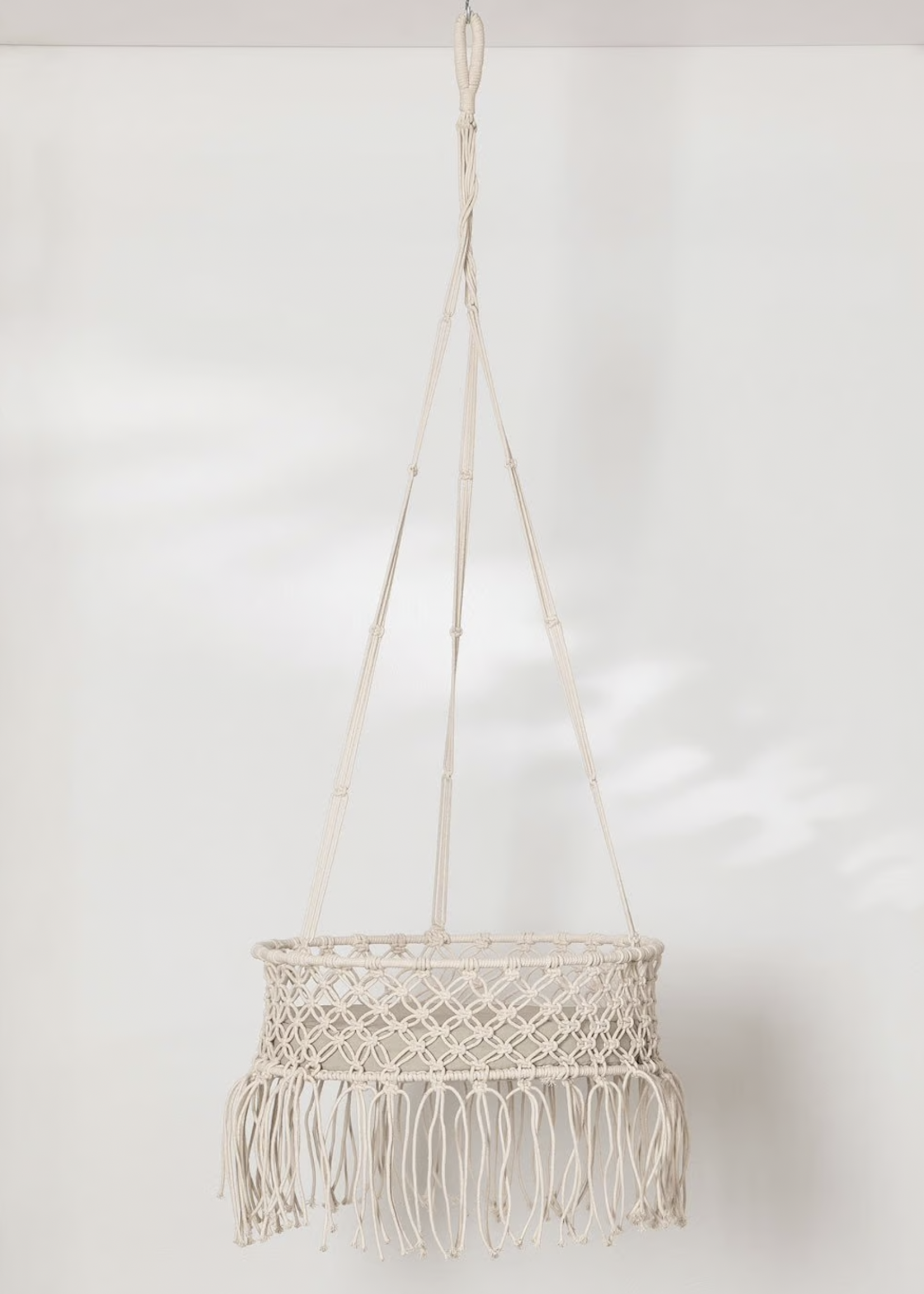 Panier décoratif en macramé Norberg beige crème