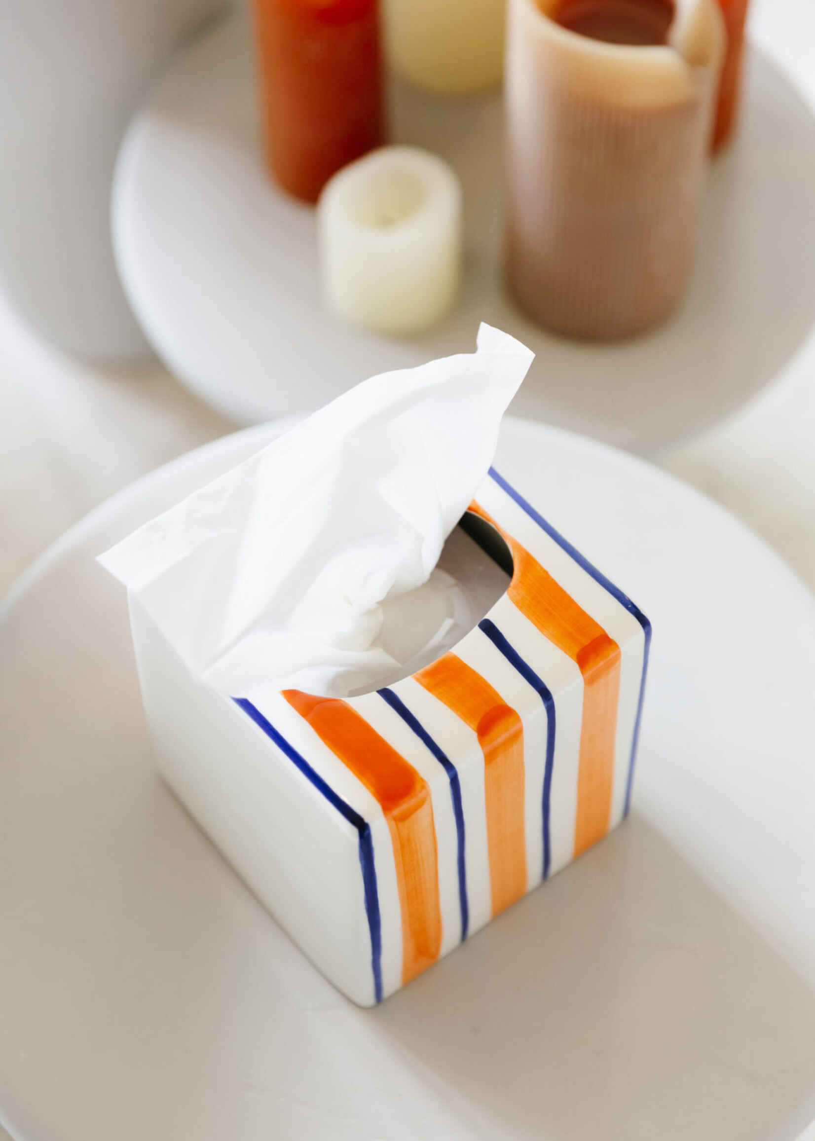 Boîte à mouchoirs - orange stripes