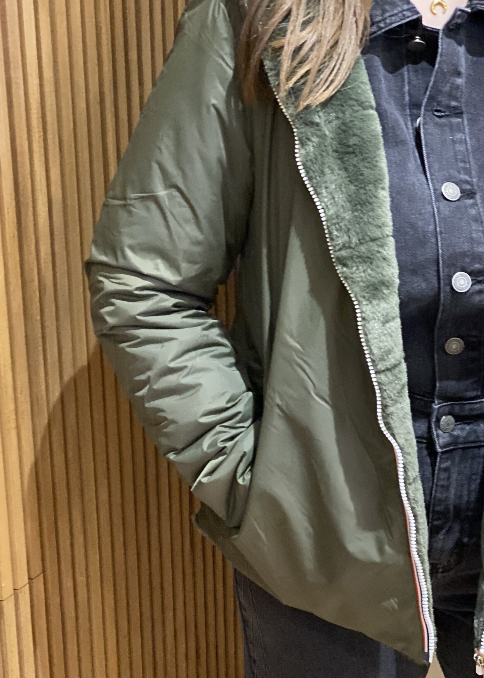 Parka Reversible Fourré court kaki