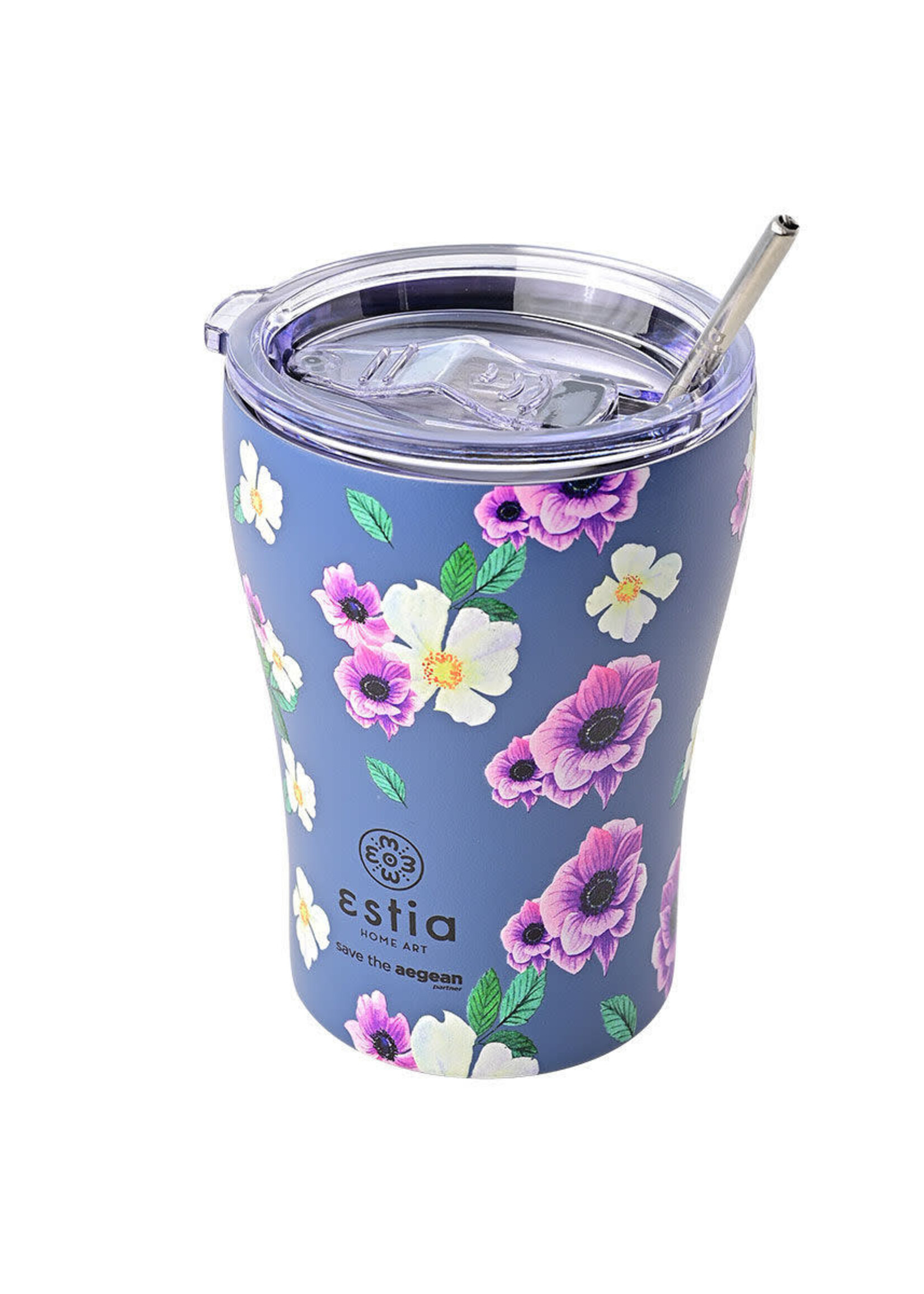INSULATED COFFEE MUG SAVE THE AEGEAN 350ml GARDEN BLUE - 16883