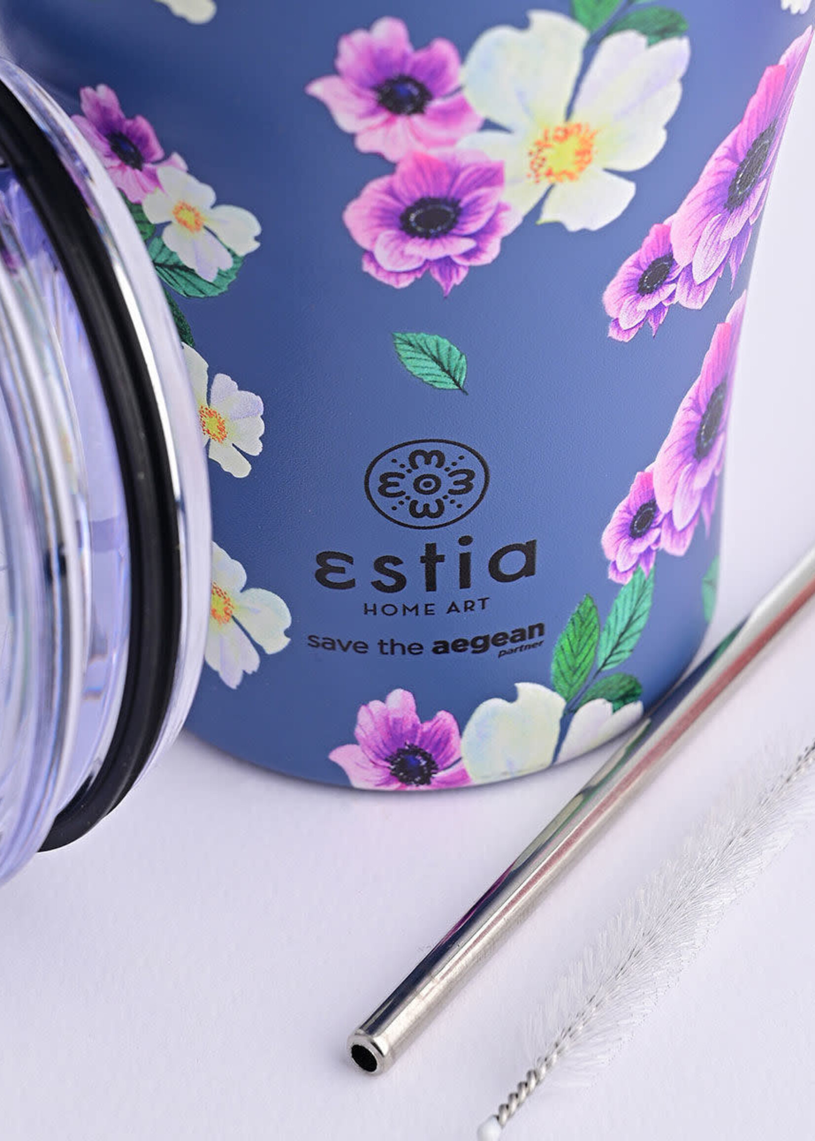 INSULATED COFFEE MUG SAVE THE AEGEAN 350ml GARDEN BLUE - 16883