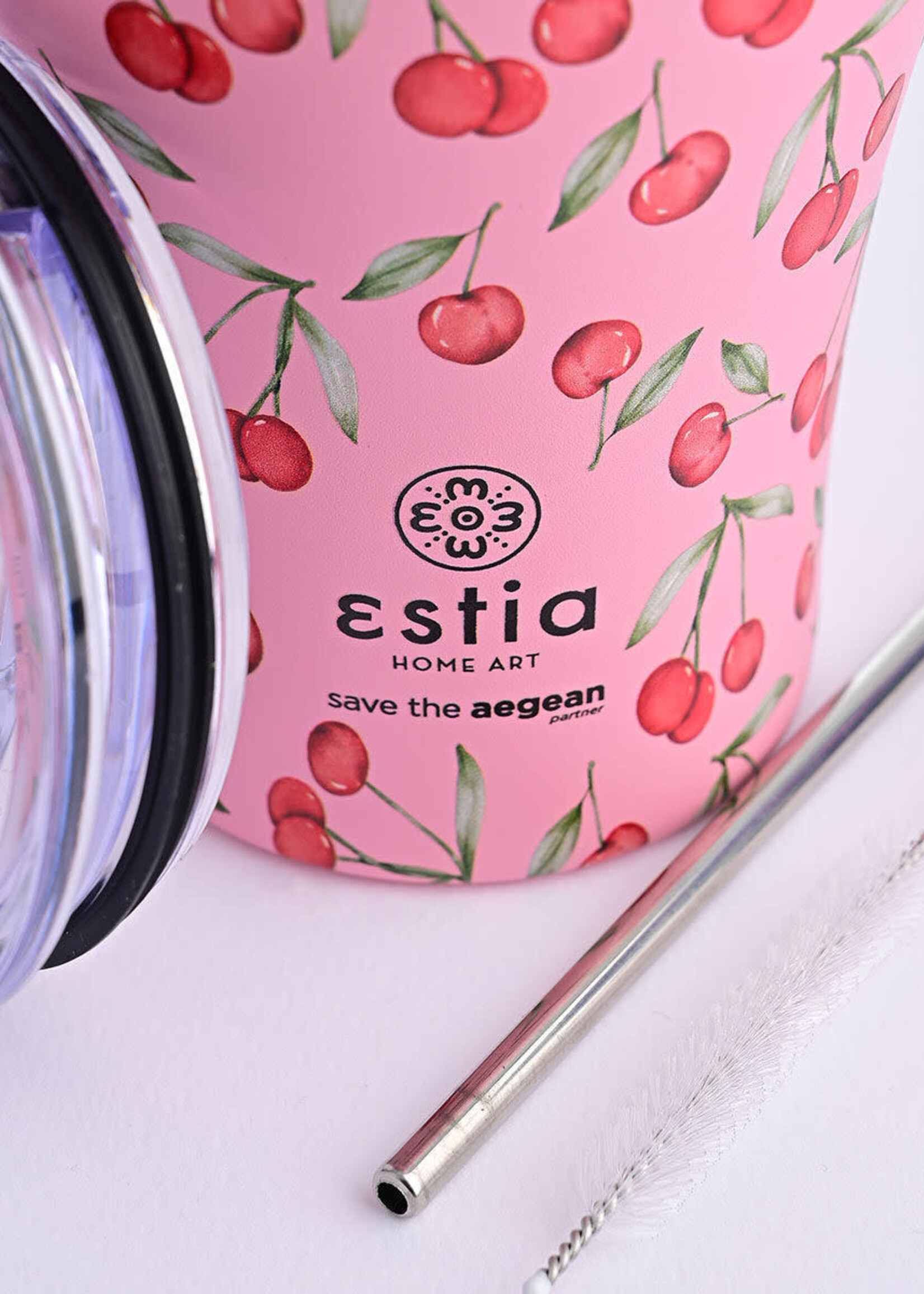 INSULATED COFFEE MUG SAVE THE AEGEAN 350ml CHERRY ROSE - 16876