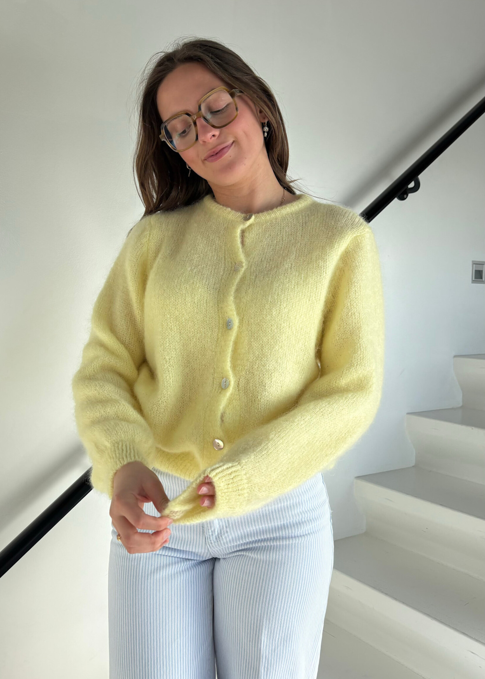 Gilet Mohair - col rond TU Jaune clair