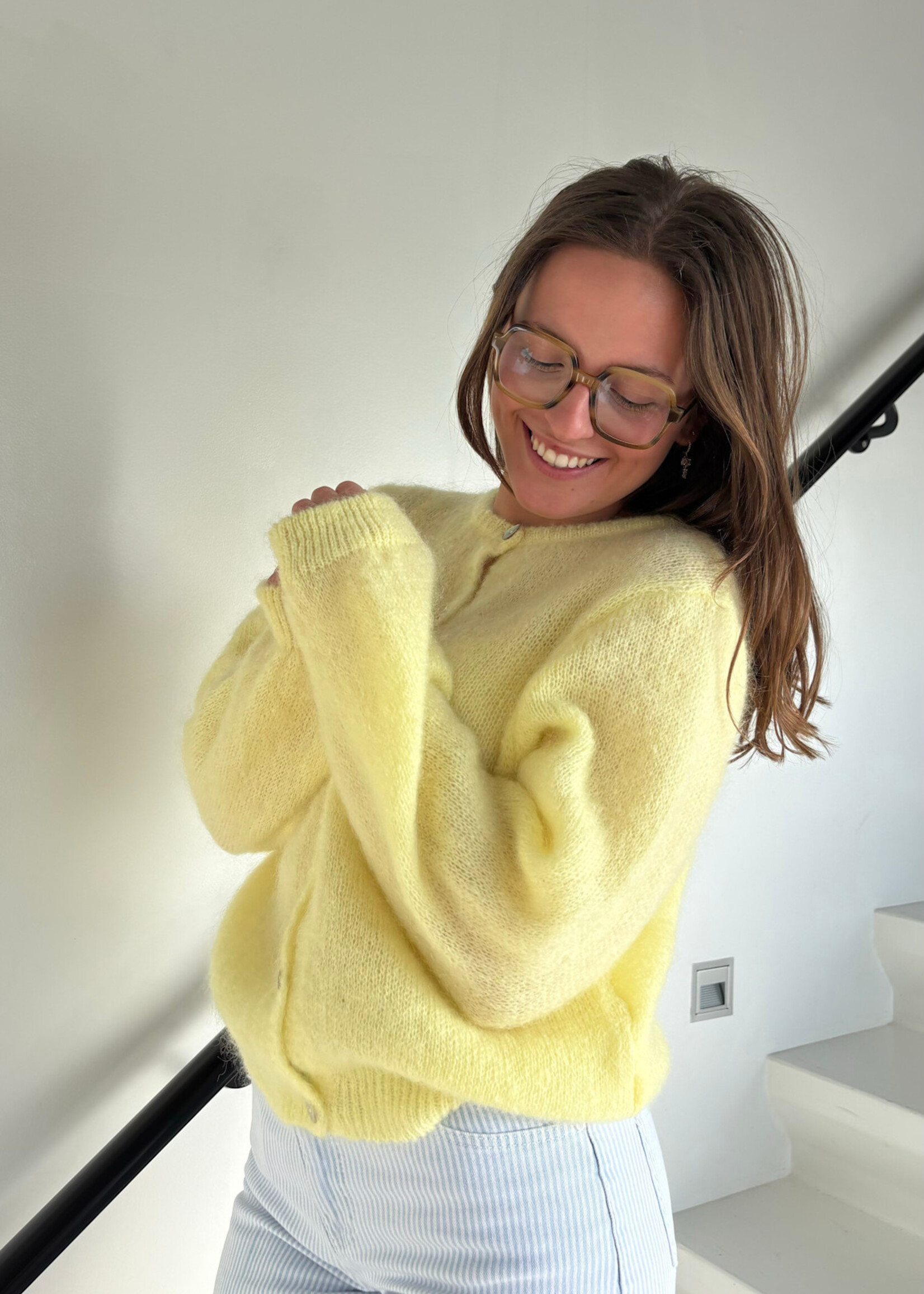Gilet Mohair - col rond TU Jaune clair
