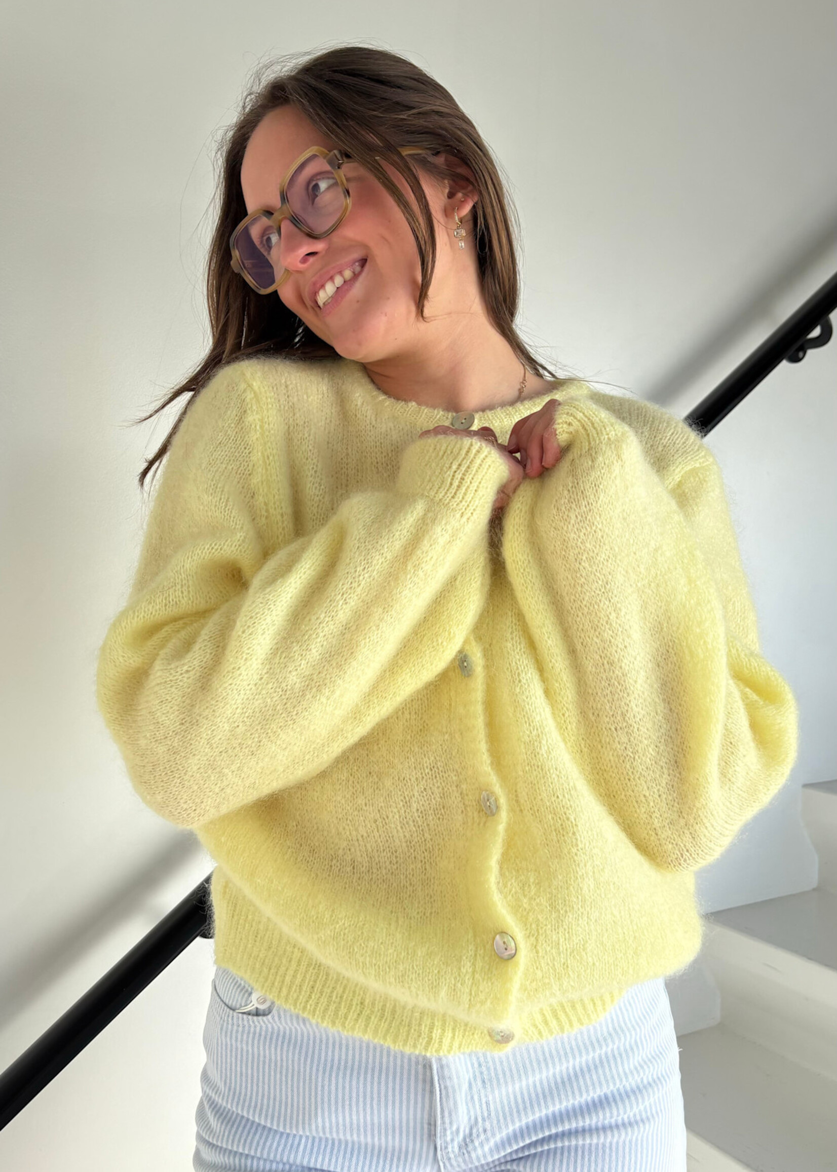 Gilet Mohair - col rond TU Jaune clair