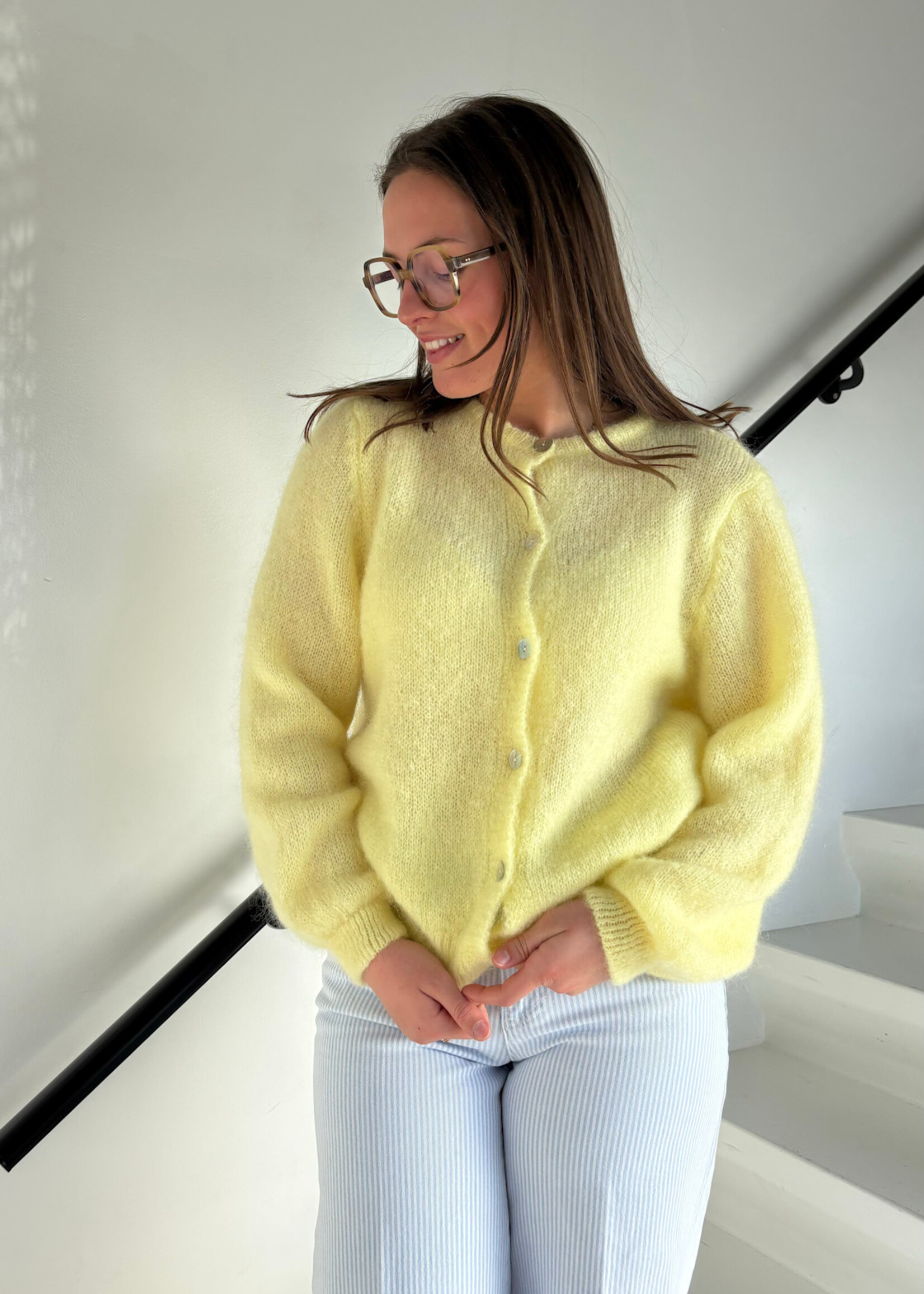 Gilet Mohair - col rond TU Jaune clair
