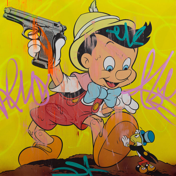 Dillon Boy DBoy vs Walt Disney Pinocchio Graffiti Art / I'm a Real Boy!