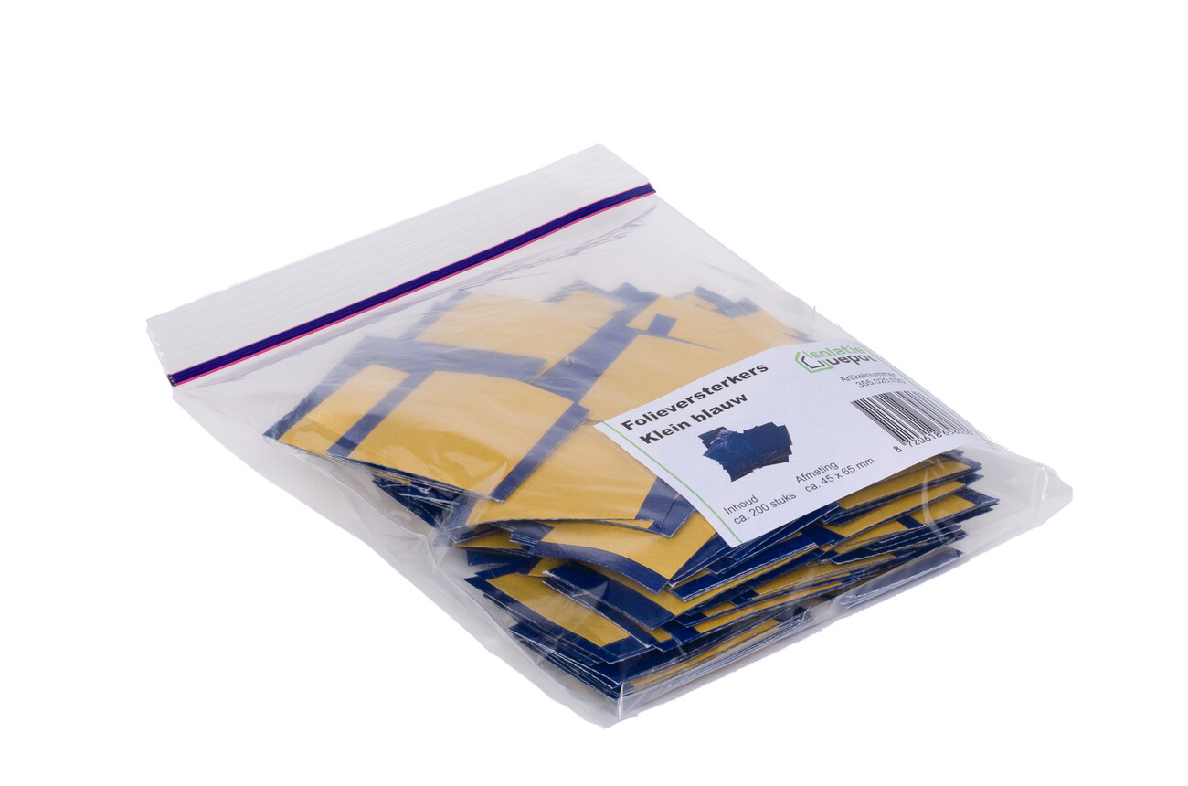 Folieversterkers klein ca. 45 x 65 mm blauw 200 gram ca. 200 stuks Isolatie Depot Folieversterkers klein ca. 45 x 65 mm blauw 200 gram ca. 200 stuks