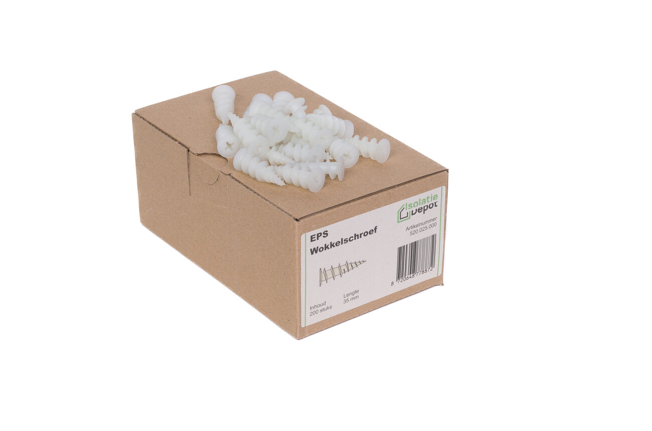 EPS wokkelschroef doos 200 stuks Isolatie Depot EPS wokkelschroef doos 200 stuks