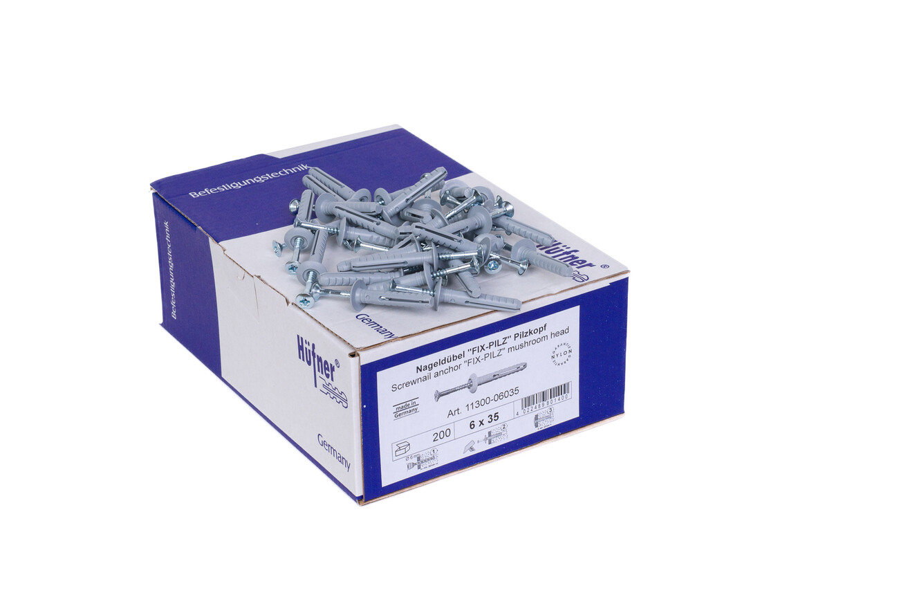 Kraagpluggen Hufner 6 x 35 mm in elkaar doos 200 stuks Isolatie Depot Kraagpluggen Hufner 6 x 35 mm in elkaar doos 200 stuks