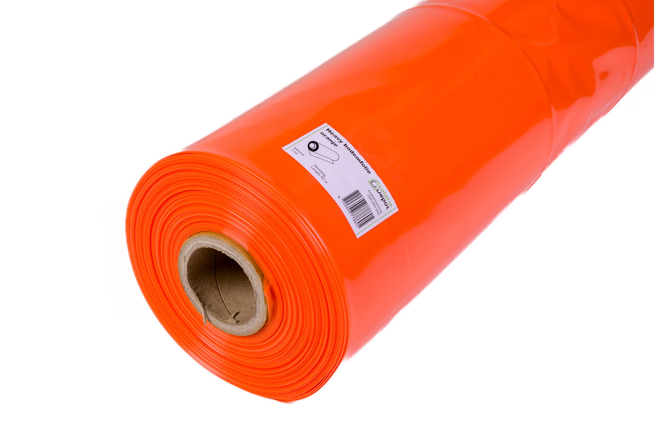 Heavy Bodemfolie 2.5 meter breed - rol 40m - oranje Isolatie Depot Heavy Bodemfolie 2.5 meter breed - rol 40m - oranje