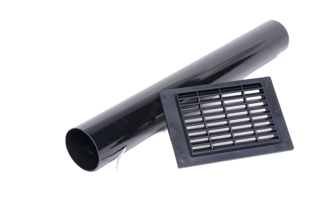 Renovatie ventilatiekoker set buis en rooster rechthoekig 13 x 9 cm , zwart Tilmar Renovatie ventilatiekoker set buis en rooster rechthoekig 13 x 9 cm , zwart
