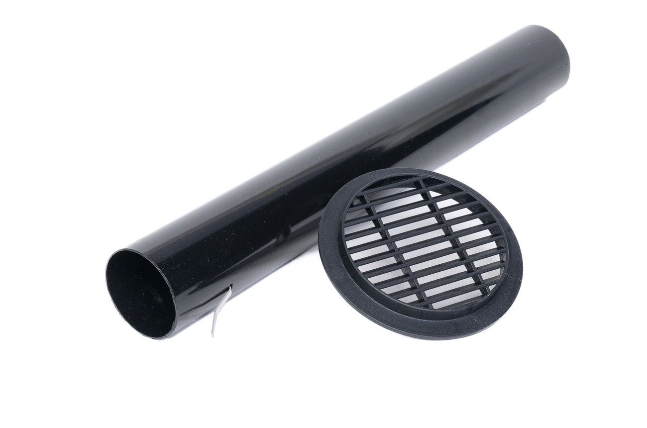 Renovatie ventilatiekoker set buis en rooster rond 11 cm, zwart Tilmar Renovatie ventilatiekoker set buis en rooster rond 11 cm, zwart