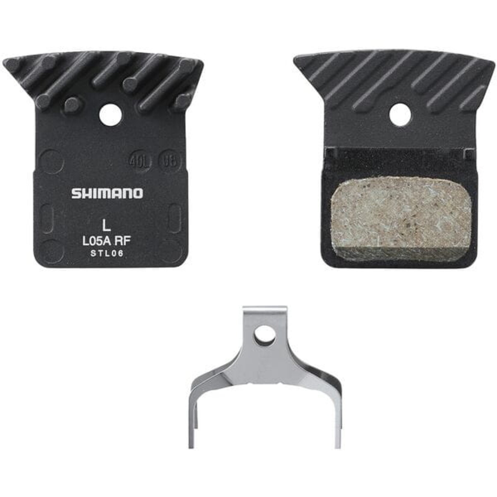 Shimano L05A-RF disc pads and spring, alloy backed with cooling fins, resin