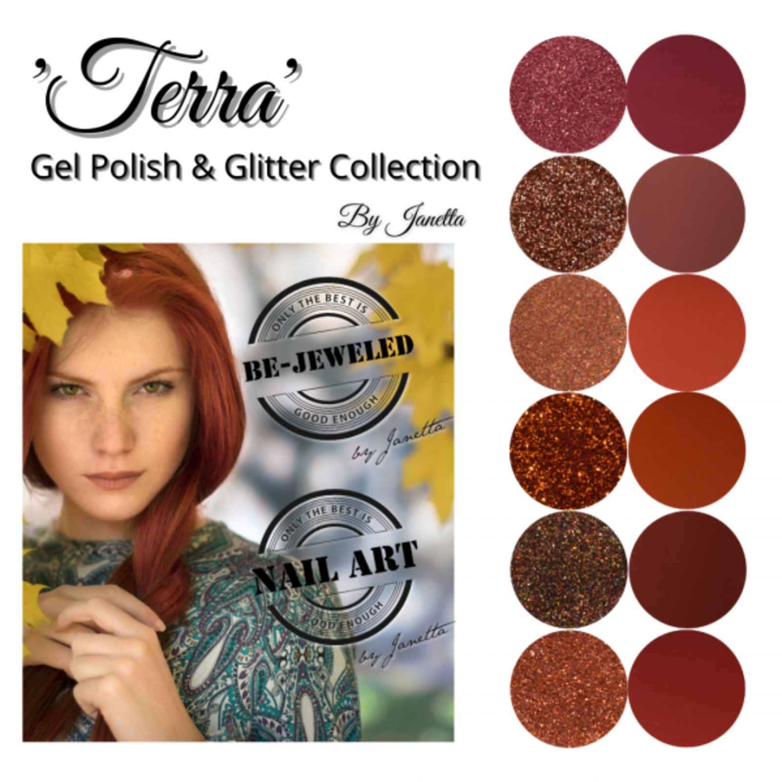 Urban nails Terra gelpolish collection by Janetta + glitter terra collection
