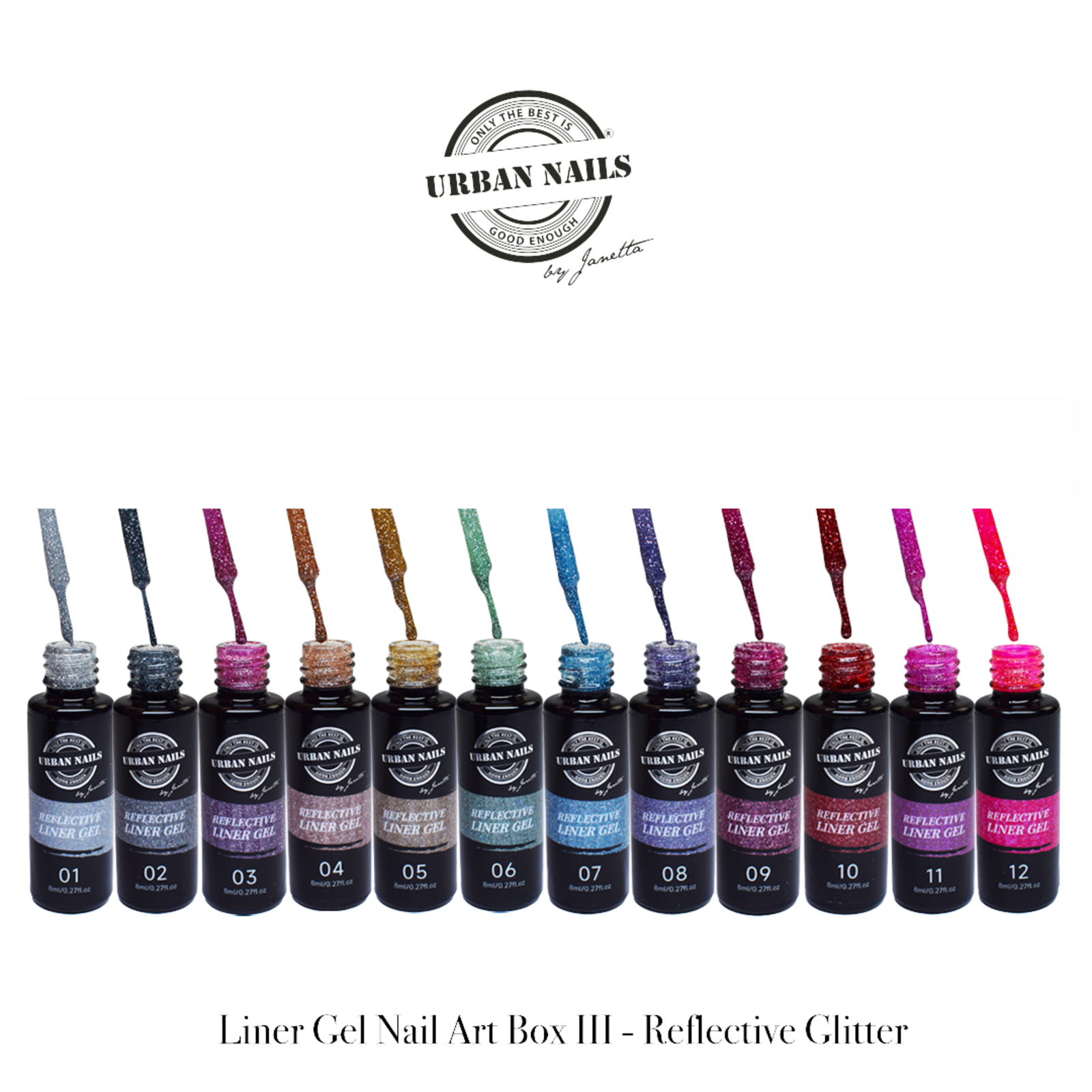 Urban nails Liner Box Nail Art gel 3  Reflective Glitter