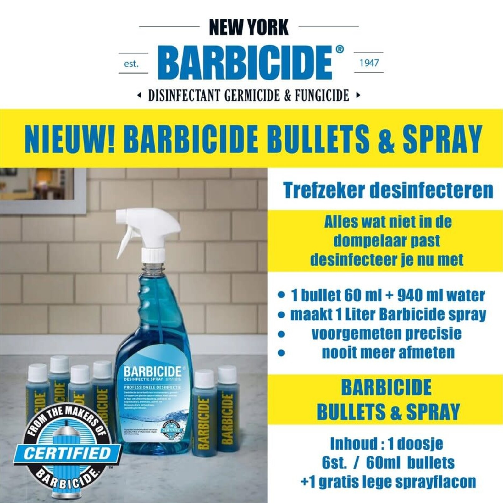 Barbicide Tiziato Barbicide Desinfectie  Bullit & Spray 1000ml