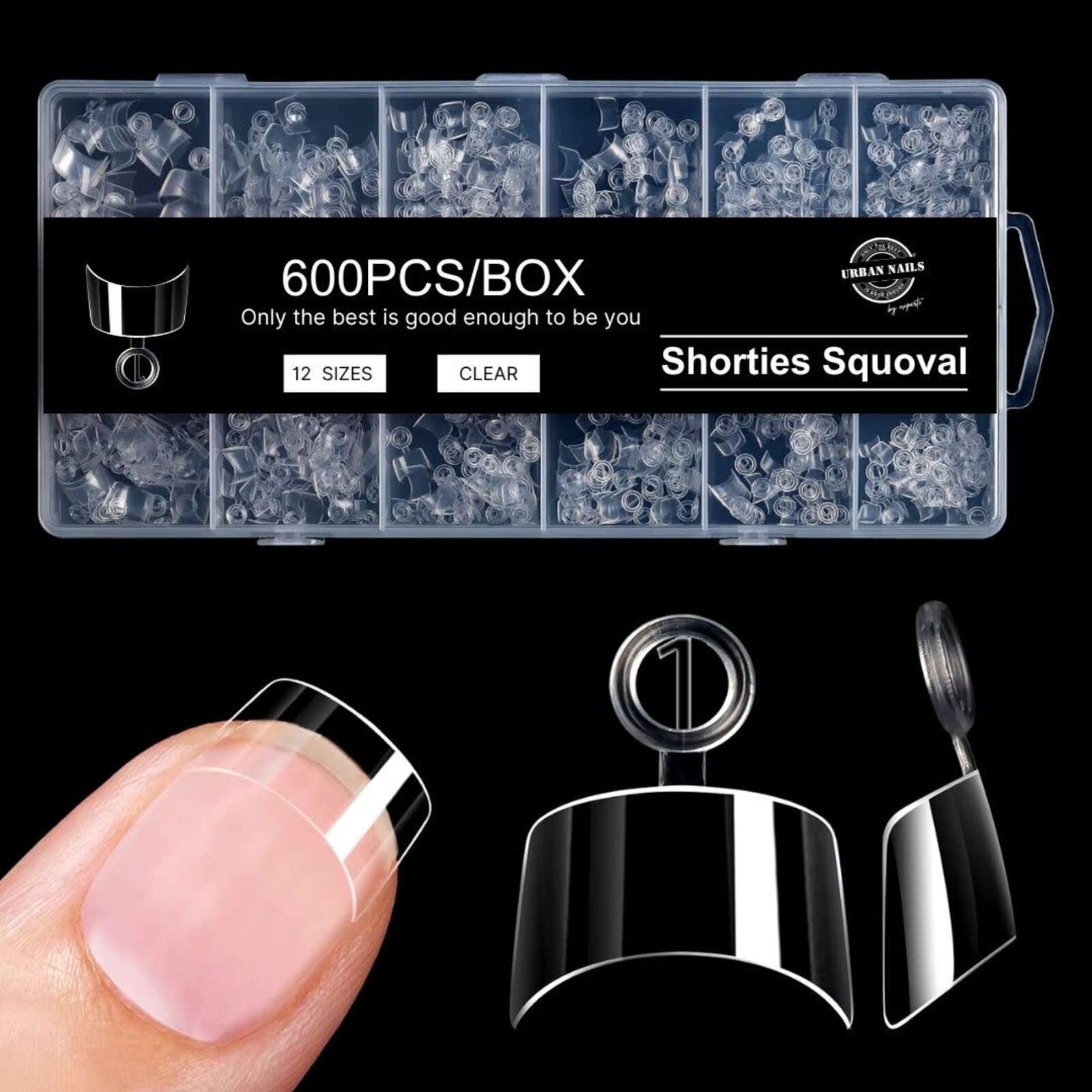 Urban nails Tip Box Shorties Almond Squoval
