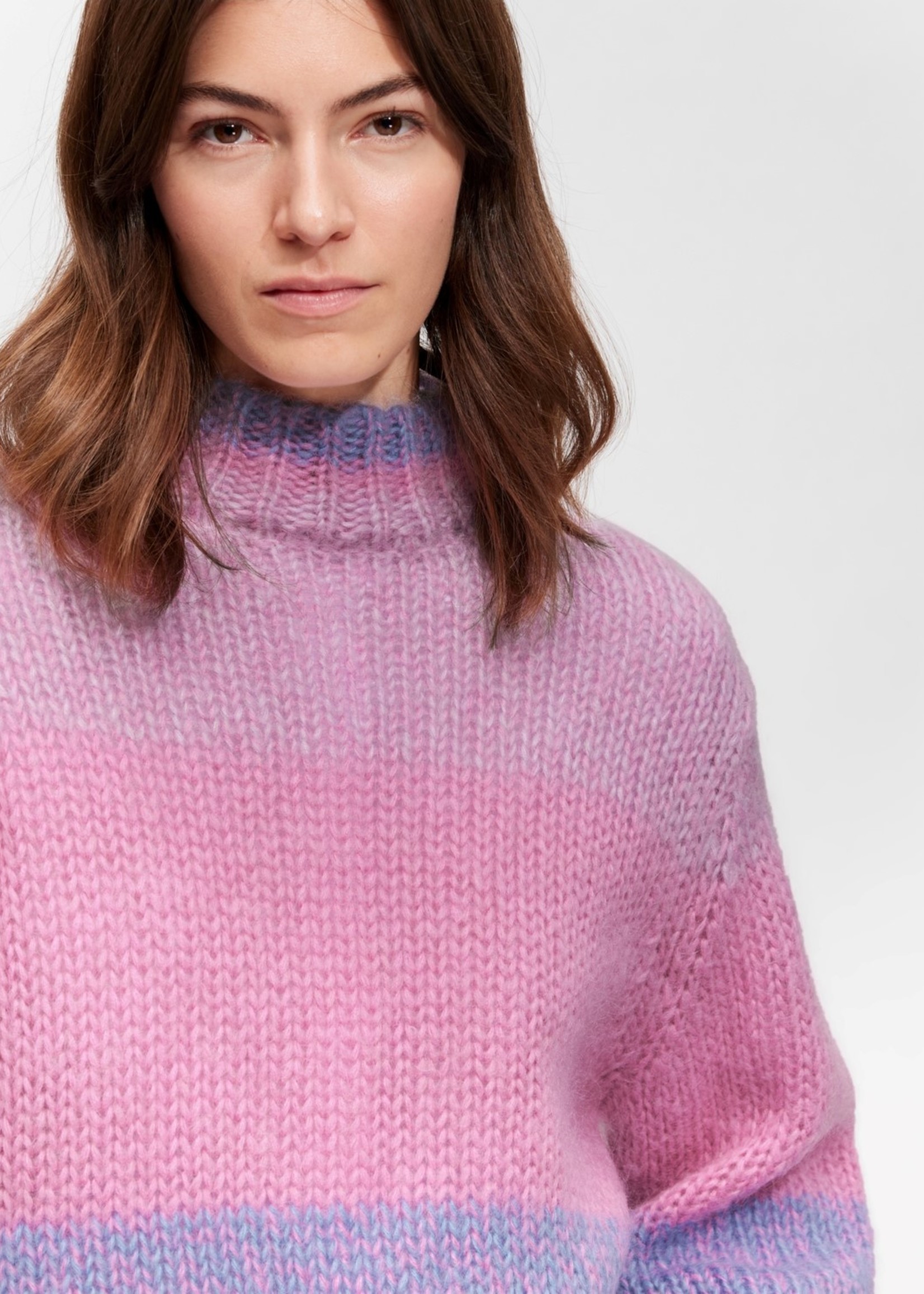 Selected Femme SLFSUANNE STRIPE KNIT HIGHNECK CYCLAMEN