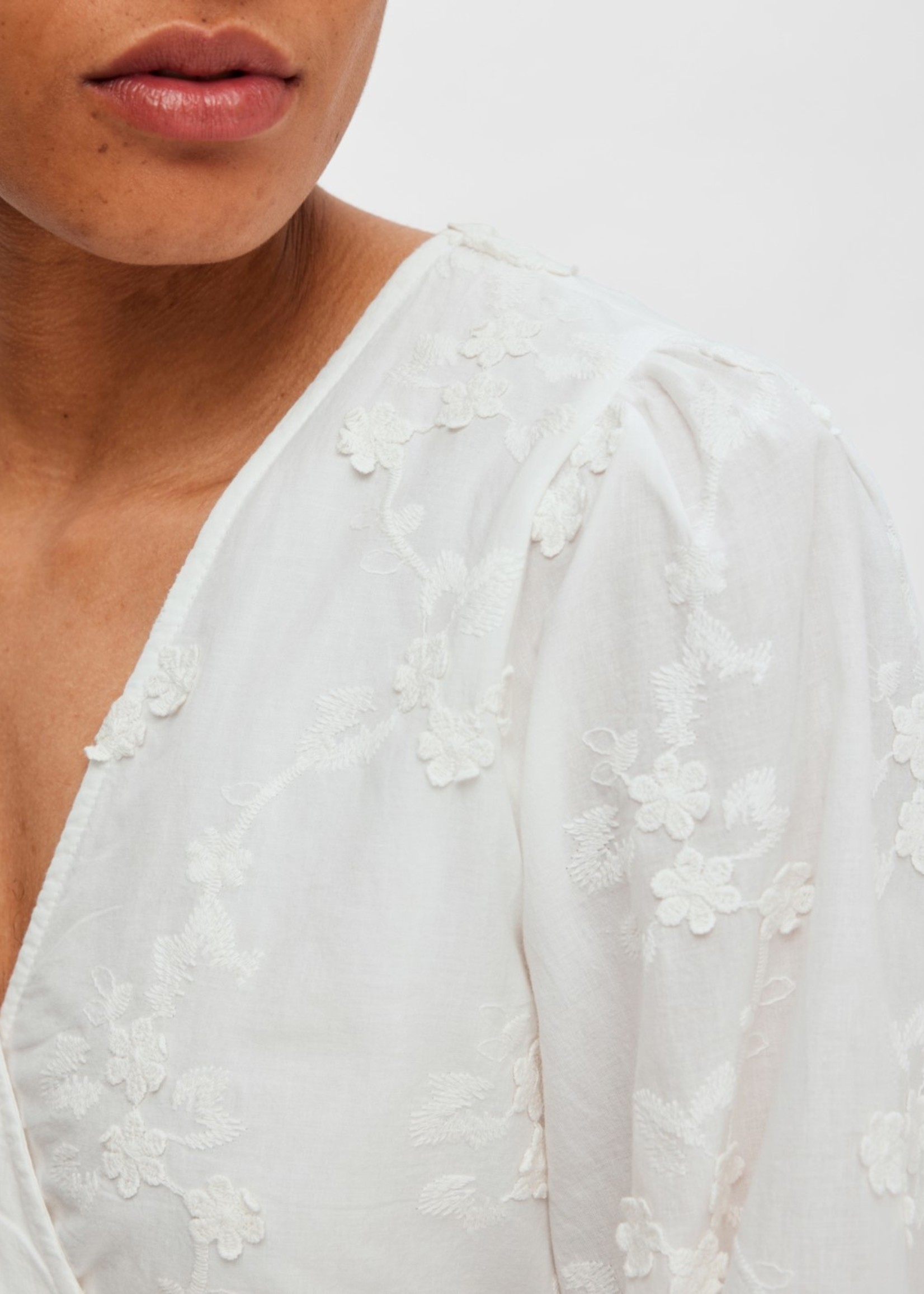 Selected Femme SLFALIANA SIV SHORT WRAP DRESS SNOW WHITE