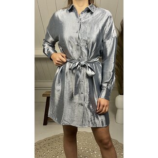 Selected Femme SLFSILVA-TONIA LS SHIRT DRESS SILVER