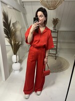 Selected Femme SLFLYRA WIDE LINEN PANTS FLAME SCARLET