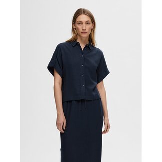 Selected Femme SLFVIVA CROPPED SHIRT DARK SAPPHIRE