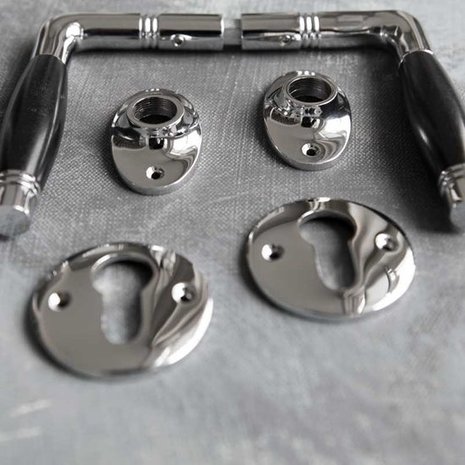 De Oude Deurklink Cilinderrozet - Rond glanzend nikkel | De Oude Deurklink jaren 30 deurbeslag