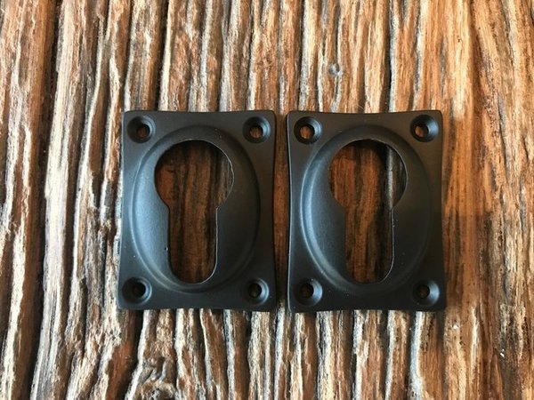 De Oude Deurklink Cilinderrozet - Rechthoekig mat zwart