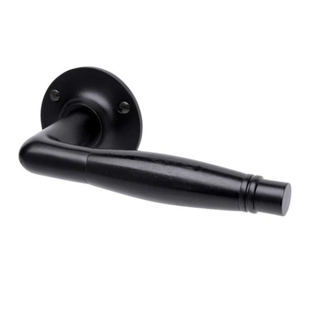 De Oude Deurklink Deurklink - Deco mat zwart, rozet rond | De Oude Deurklink jaren 30 deurbeslag