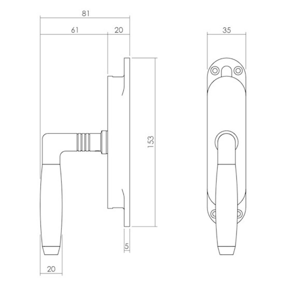 Intersteel Kruk-espagnolet links Ton 400 met stangenset 2x 1250 mm nikkel/ebbenhout Intersteel Kruk-espagnolet links Ton 400 met stangenset 2x 1250 mm nikkel/ebbenhout