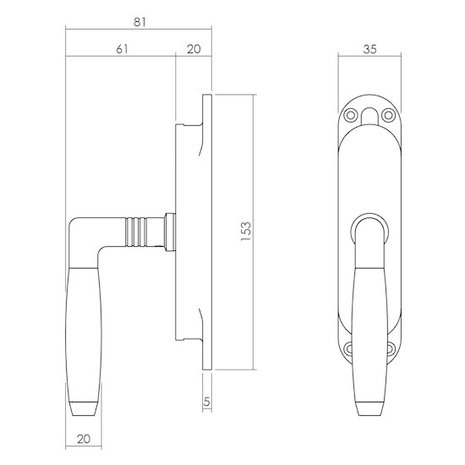 Intersteel Intersteel Kruk-espagnolet Ton 400 nikkel met ebbenhout - stangenset 2x1250mm, links | De Oude Deurklink Intersteel Intersteel Kruk-espagnolet Ton 400 nikkel met ebbenhout - stangenset 2x1250mm, links | De Oude Deurklink