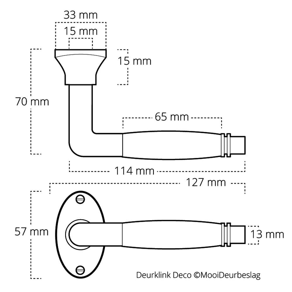 De Oude Deurklink Deco mat nikkel met ovaal rozet De Oude Deurklink Deco mat nikkel met ovaal rozet