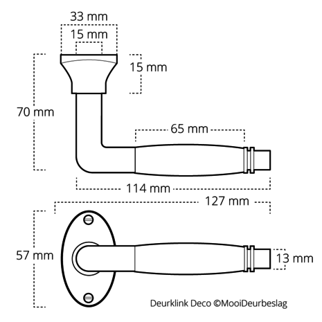 De Oude Deurklink Deco mat nikkel met ovaal rozet De Oude Deurklink Deco mat nikkel met ovaal rozet