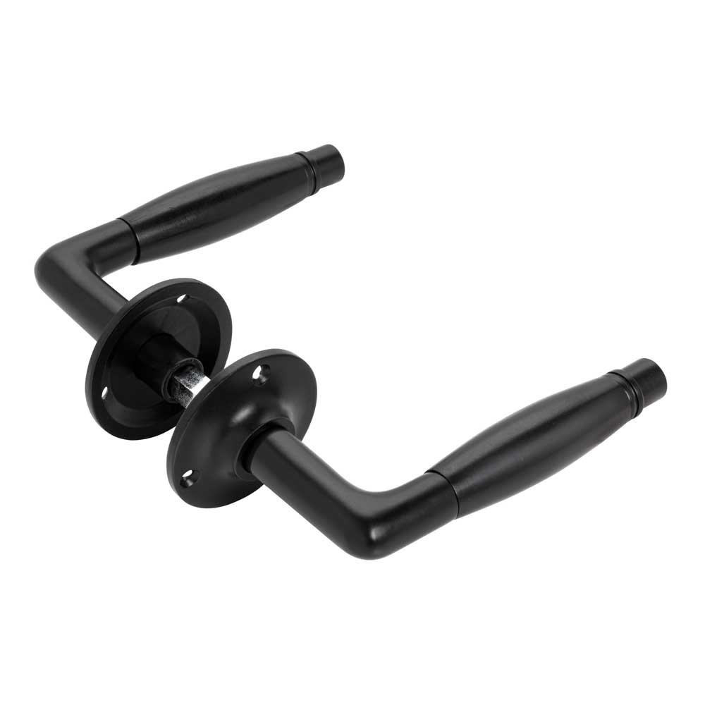 De Oude Deurklink Deco mat zwart, rozet rond