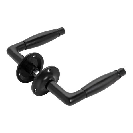 De Oude Deurklink Deurklink - Deco mat zwart, rozet rond | De Oude Deurklink jaren 30 deurbeslag