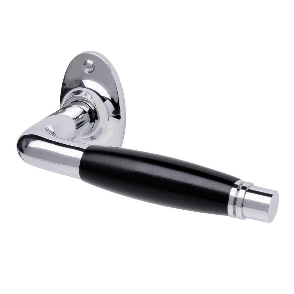 De Oude Deurklink Deco glanzend nikkel met ovaal rozet De Oude Deurklink Deco glanzend nikkel met ovaal rozet