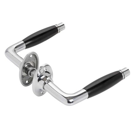 De Oude Deurklink Deco glanzend nikkel met ovaal rozet De Oude Deurklink Deco glanzend nikkel met ovaal rozet