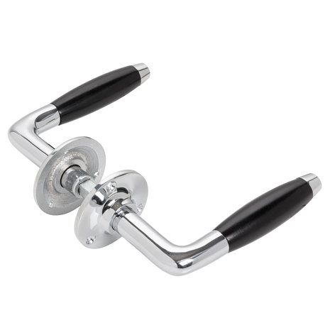 De Oude Deurklink Klassiek met rond rozet in glanzend nikkel De Oude Deurklink Klassiek met rond rozet in glanzend nikkel